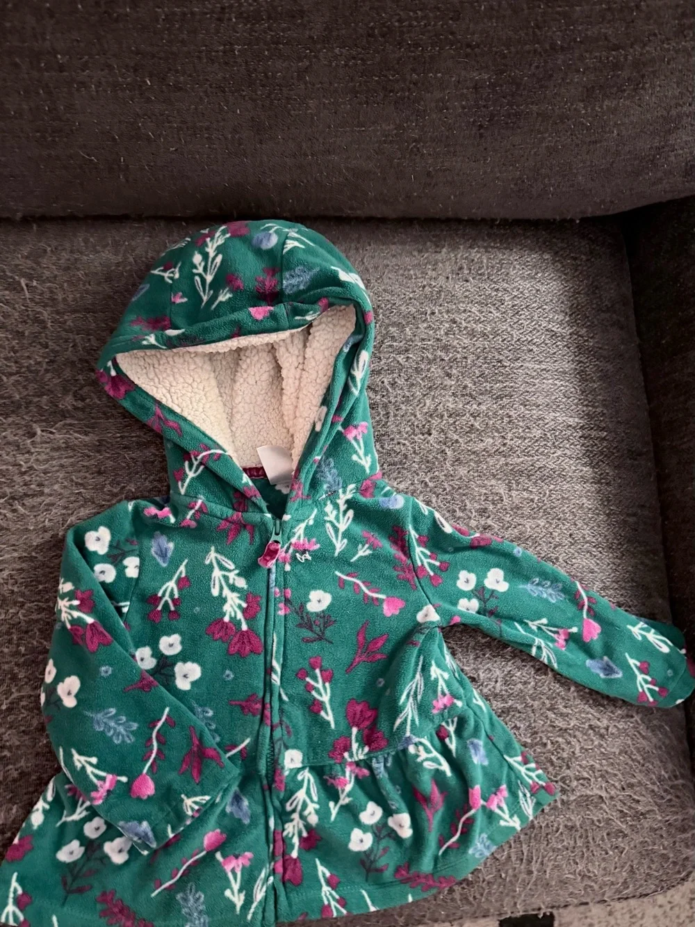 Carter's Teal Floral Hooded Fleece Jacket